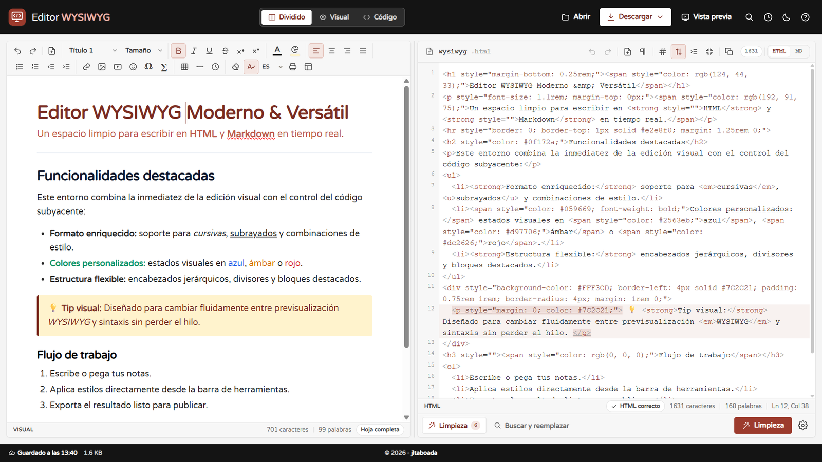 Editor WYSIWYG